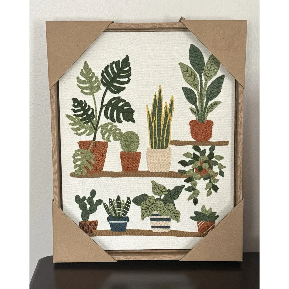 New BP Home Textile Embroidery Woven Wall Art Houseplant Decor 12